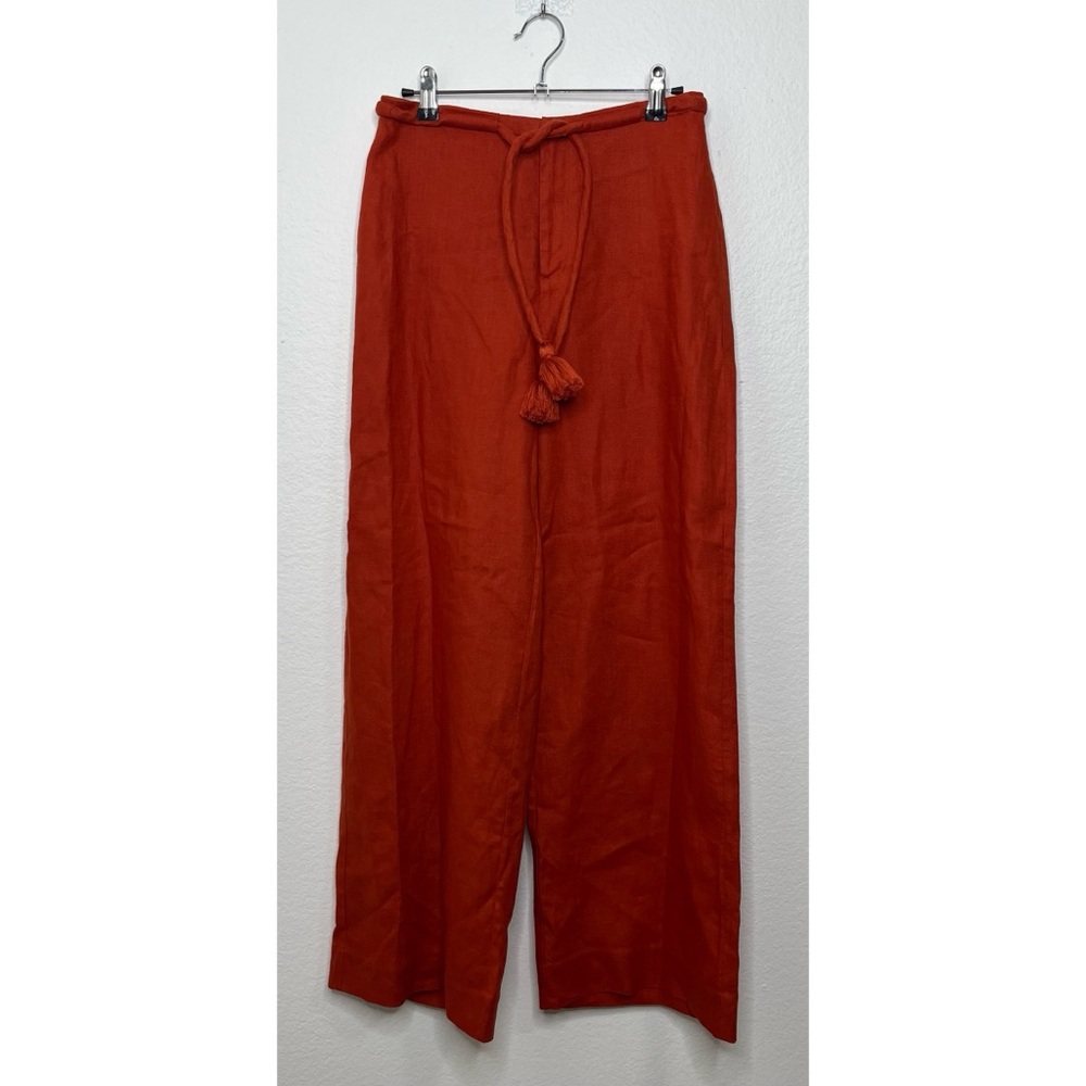 Reformation Avery Pant In Blood Orange Wide Leg Linen Size 2 - Picture 4 of 8